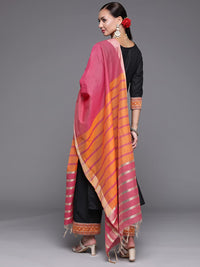 INDO ERA Women's Solid Cotton Blend Straight Kurta Palazzo With Dupatta Set