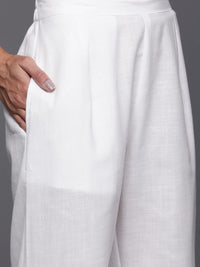 INDO ERA Women's Solid Cotton Blend Straight Kurta Palazzo With Dupatta Set