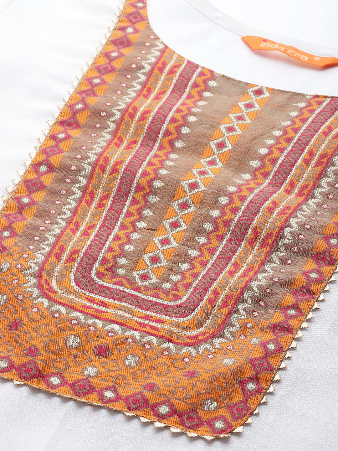 INDO ERA Women's Solid Cotton Blend Straight Kurta Palazzo With Dupatta Set