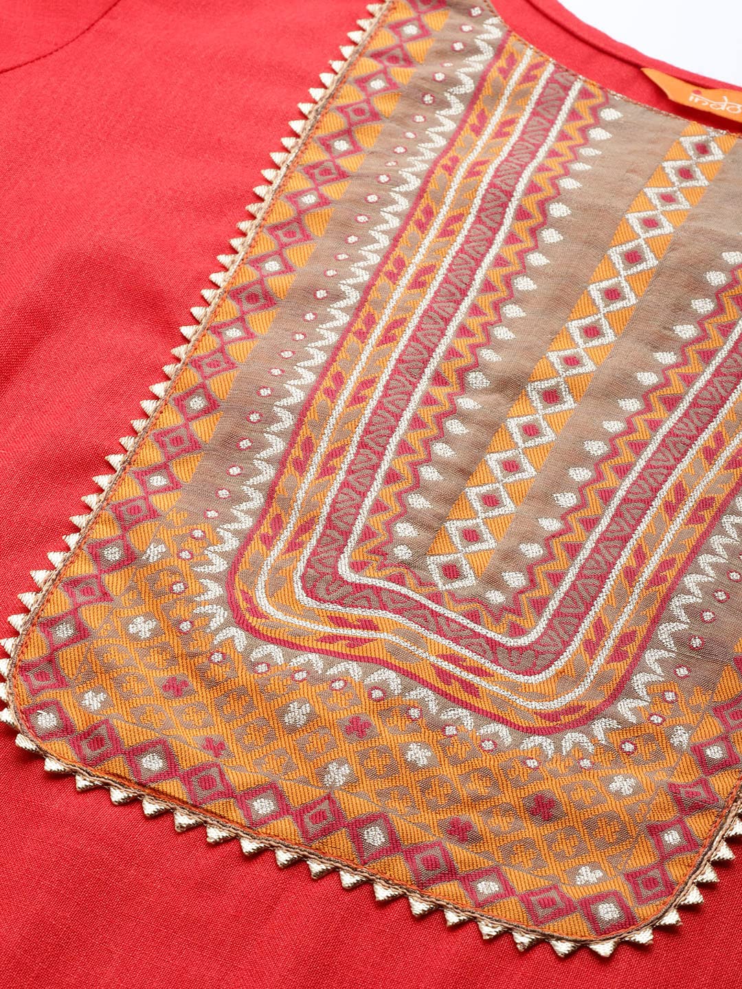 INDO ERA Women's Solid Cotton Blend Straight Kurta Palazzo With Dupatta Set