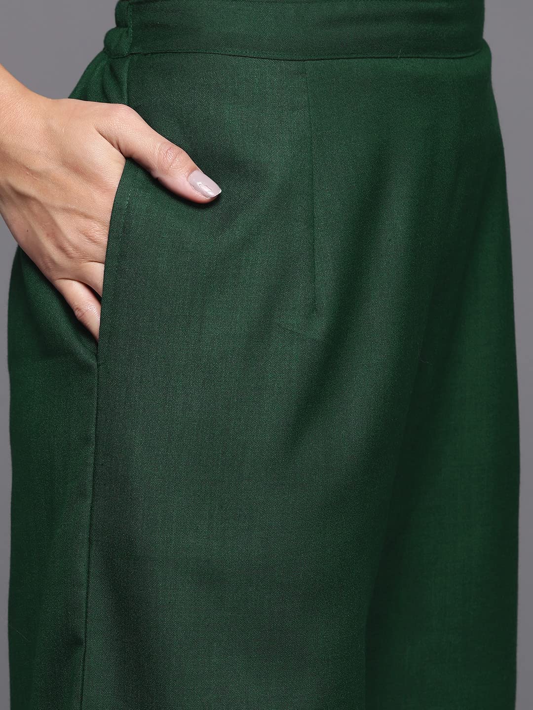 INDO ERA Women's Solid Cotton Blend Straight Kurta Palazzo With Dupatta Set