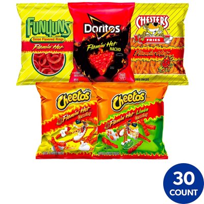 Frito-Lay Flamin' Hot Snacks, Variety Pack, 30 Pk.