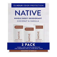 Native Whole Body Aluminum-Free Deodorant, Coconut & Vanilla, 2.3Oz., 3Pk.