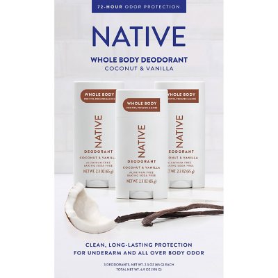 Native Whole Body Aluminum-Free Deodorant, Coconut & Vanilla, 2.3Oz., 3Pk.