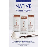 Native Whole Body Aluminum-Free Deodorant, Coconut & Vanilla, 2.3Oz., 3Pk.