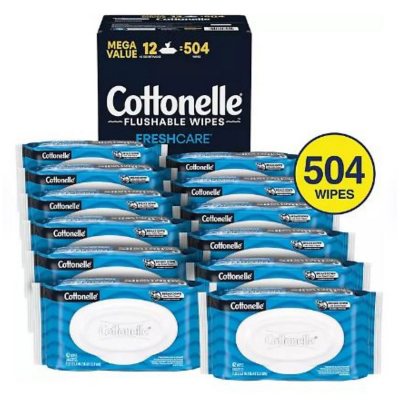 Cottonelle Freshcare Flushable Wipes, 12 Ct., 504 Wipes