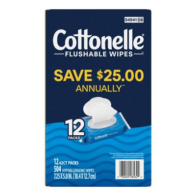Cottonelle Freshcare Flushable Wipes, 12 Ct., 504 Wipes