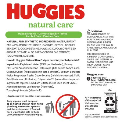 Huggies Natural Care Sensitive Baby Wipes, Fragrance Free, 17 Pk., 1088 Wipes