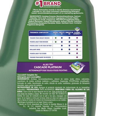 Cascade Complete Gel + Oxi Dishwasher Detergent, 125 Fl. Oz.