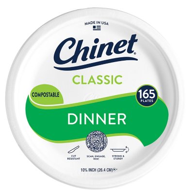 Chinet Classic Dinner Paper Plates, 10.375", 165 Ct.