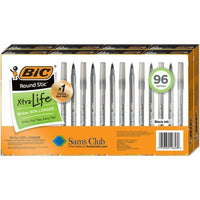 BIC round Stic Xtra Life, Medium Point, 96 Ct., Black