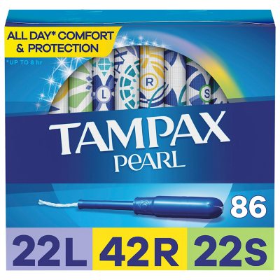 Tampax Pearl Tampons Trio Pack, Unscented, 86 Ct.