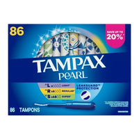 Tampax Pearl Tampons Trio Pack, Unscented, 86 Ct.