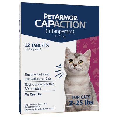 Petarmor Capaction Oral Flea Treatment for Cats, 2-25 Lbs., 12 Tabs