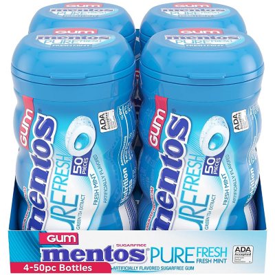 Mentos Pure Fresh Mint, Sugar-Free Chewing Gum, 50 Pcs., 4 Pk.
