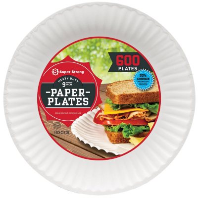 Super Strong Heavy-Duty Paper Plates, 9", 600 Ct.