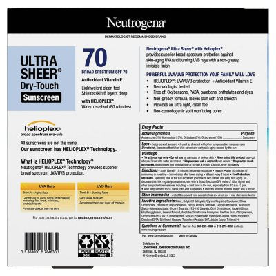 Neutrogena Ultra Sheer Dry-Touch Sunscreen Lotion, SPF 70, 9 Oz., 3 Pk.