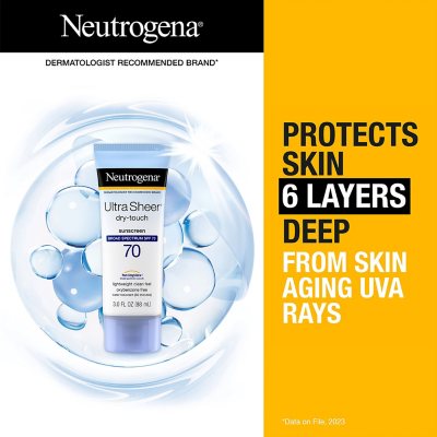 Neutrogena Ultra Sheer Dry-Touch Sunscreen Lotion, SPF 70, 9 Oz., 3 Pk.