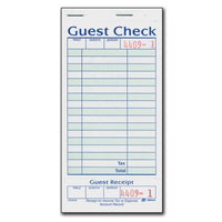 Adams 1-Part Guest Check with Stub - 50 Checks/Book - 20 Pk.