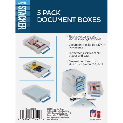 Super Stacker, Document Boxes, Clear, 5 Pack