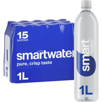 Smartwater Vapor Distilled Premium Water Bottles, 1 L., 15 Pk.