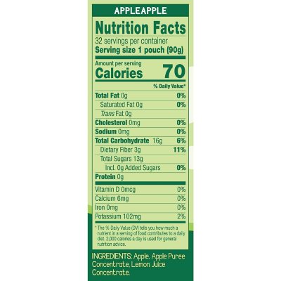 Gogo Squeez Applesauce Pouches, Apple Apple, 3.2 Oz., 32 Ct.