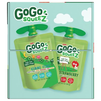 Gogo Squeez Applesauce, Apple, Cinnamon, Strawberry and GIMME Five, 3.2 Oz., 32 Ct.