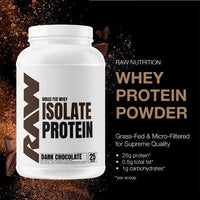 RAW 25G Grass Fed Whey Isolate Protein Powder, Dark Chocolate, 1.97 Lbs.