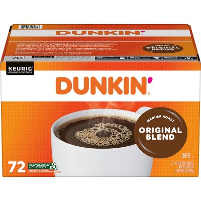 Dunkin' Donuts Medium Roast K-Cup Coffee Pods, Original Blend, 72 Ct.