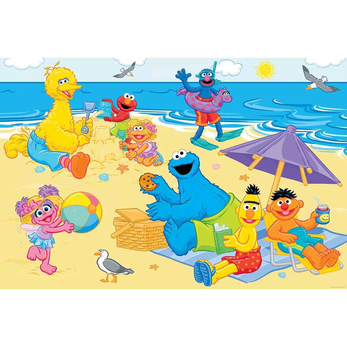 Masterpieces Sesame Street - Fun in the Sun 24 Piece Floor Jigsaw Puzzle for Kids.