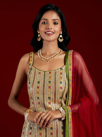 Libas Art Multicoloured Embroidered Georgette Straight Suit with Dupatta