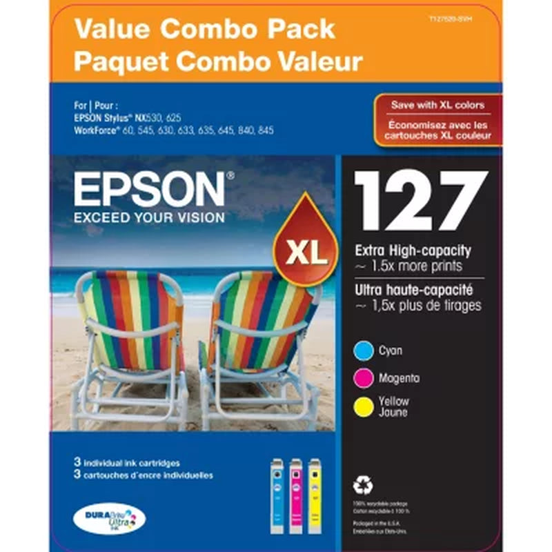 Epson Durabrite 127XL Ink Cartridges, Color Multi-Pack