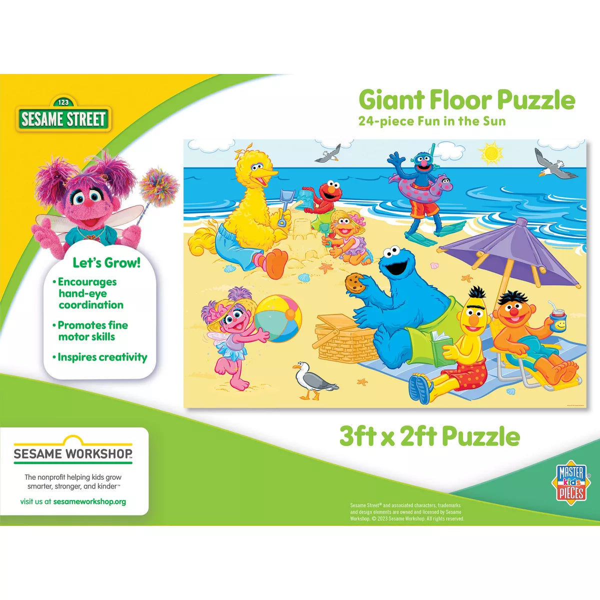 Masterpieces Sesame Street - Fun in the Sun 24 Piece Floor Jigsaw Puzzle for Kids.