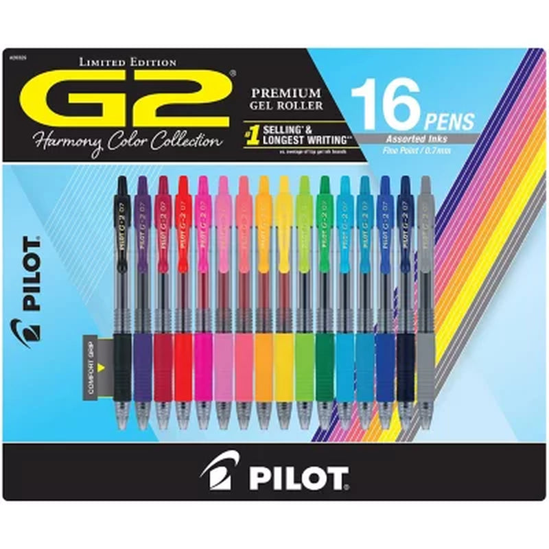 G2 Premium Gel Roller Assorted Ink 16Pk Fine Point