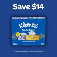 Kleenex Trusted Care 2-Ply Facial Tissues 12 Boxes, 160 Tissues/Box