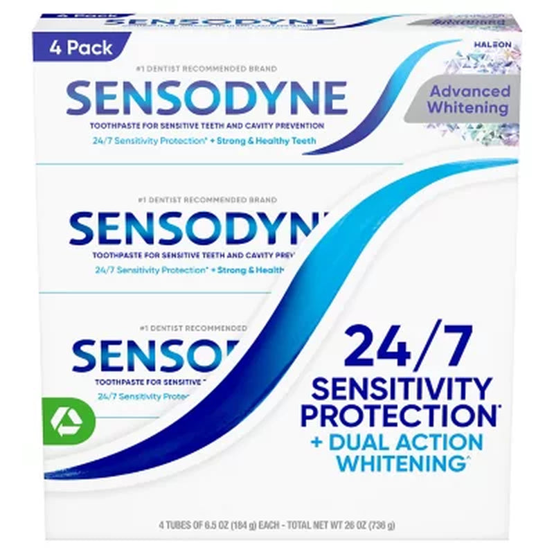 Sensodyne Advanced Whitening Toothpaste, 6.5 Oz., 4 Pk.