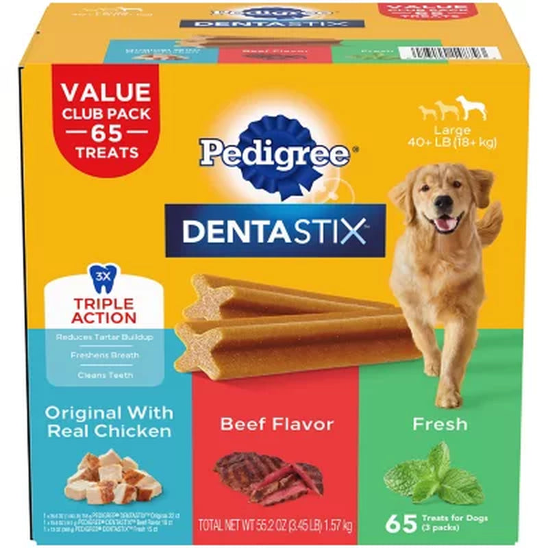 Pedigree DENTASTIX™, Variety Pack, Adult Large Breed Dental Treats, 65 Ct.