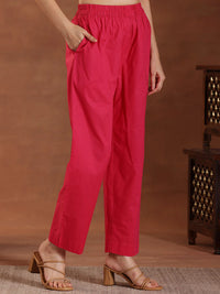 Pink Embroidered Cotton Straight Suit with Dupatta