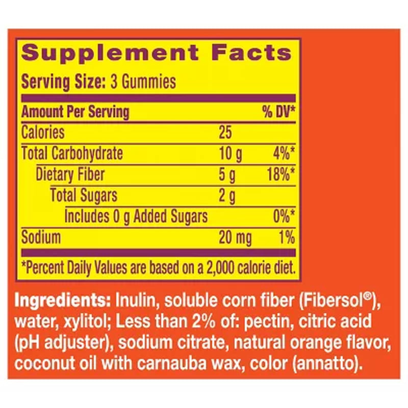 Metamucil Fiber Sugar-Free Gummies, Orange, 150 Ct.