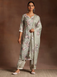 Green Printed Cotton Straight Suit with Dupatta