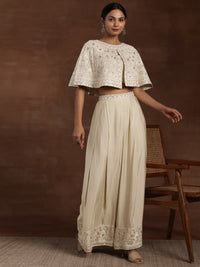 Libas Art Beige Solid Silk Blend 3 Piece Co-Ords