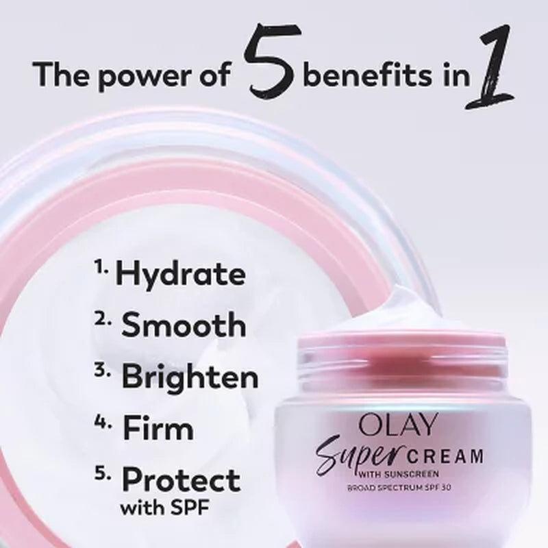 Olay Super Cream with Sunscreen, SPF 30, 1.7 Oz., 2 Pk.