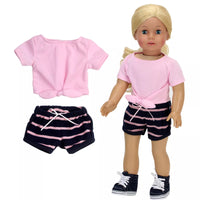 Sophia’S 2 Piece Summer Outfit with Tie Front Tee and Striped Shorts for 18