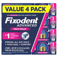 Fixodent Advanced Denture Adhesive, Max Hold, 2.2 Oz., 4 Pk.