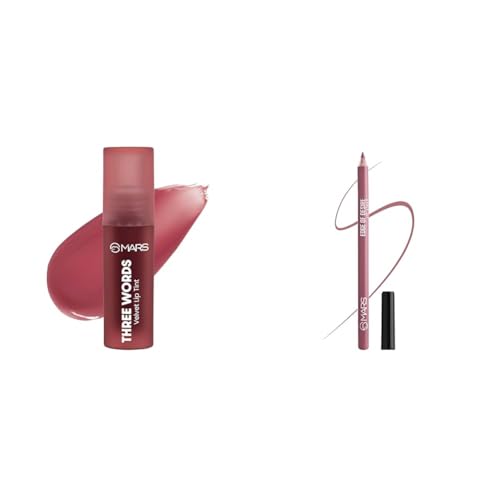 MARS Love Track Velvet Lip Tint (2.8ml) (THREE WORDS) 6 Flattering Shades Matte Lip Liner | One Swipe Smooth Application | Long Lasting Lip Pencil (1.4gm) (17-BARBIE BOLD)