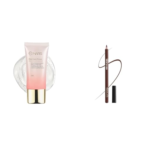 MARS Pore Cure Long Lasting Makeup Primer, Transparent, 30 ml,MARS Matte Liner | One Swipe Smooth Application | Long Lasting Lip Pencil | (1.6gm) (14-Choco Butte