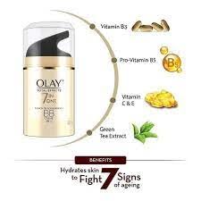 Olay Total Effects Anti Ageing Skin Cream (Moisturizer)| Fights 7 Signs of Ageing | With Niacinamide and Green Tea Extracts | Normal, Oily, Dry, Combination Skin | 50g (BB Creme (SPF 15))
