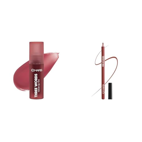 MARS Love Track Velvet Lip Tint (2.8ml) (THREE WORDS) 6 Flattering Shades Matte Lip Liner | One Swipe Smooth Application | Long Lasting Lip Pencil (1.4gm) (20-CHILL RED)