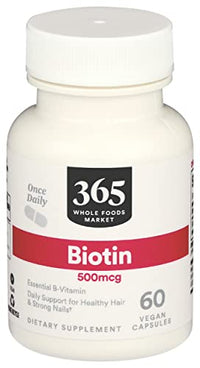 365 Biotin 500MCG, 60 Veg Capsules