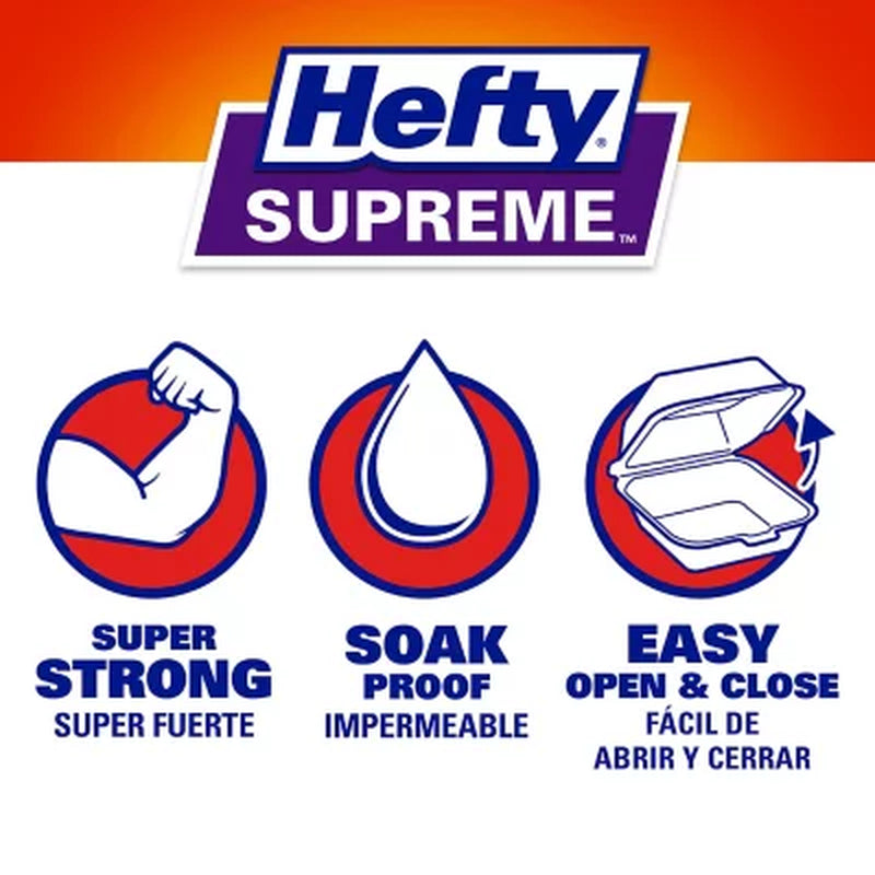 Hefty Supreme Large Sandwich Foam Hinged Lid Containers, 6" 300 Ct.